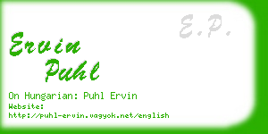 ervin puhl business card